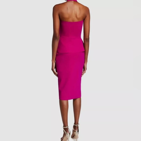 Chiara Boni Halter Jilliam Asymmetric Peplum Ruffle Midi Dress Pink 42 U… - Picture 3 of 8